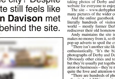 This feature was printed in The Derby Evening Telegraph newspaper on July 3rd 2004.